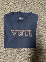 Men’s Yeti Blue American Flag T Shirt Large Light Weight Stretch