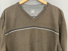 Van Heusen Layered Look Long Sleeve T-shirt XL Brown Varsity Stripe Fundamental