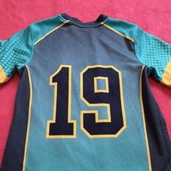 Augusta Sportswear kids Green/Black/Yellow Colorblock Mesh Tee #19 S