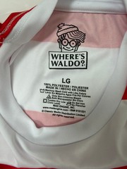 Wheres Waldo Shirt Adult Large Halloween Costume Cosplay Red White Striped Wally