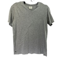 Lacoste Mens XXL Grey V-Neck Supima Cotton Underwear T-Shirt Logo Patch (O7)