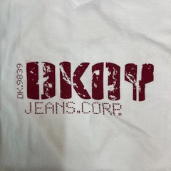 DKNY Jeans Muscle Tee Men S White V-Neck Distressed Graphic Logo VTG NWT