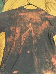 Vintage Carhartt 2XL Handmade Bleach Dye Gray/ Black/Red Distressed Crew T-Shirt
