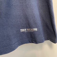 True Religion Mens Large Navy Blue Cotton T Shirt Metallic Horseshoe Logo