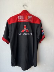 Mitsubishi Ralli Art Motor Sports Mechanic Shirt Michelin SIZE XL Red Black