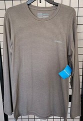 Columbia Shirt Men’s Size Medium Stretch Grey Striped Long Sleeve Crew Neck Top