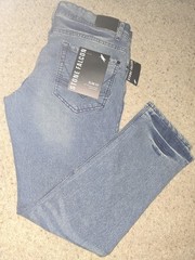 Stone Falcon Slim Fit men’s Jeans Light Blue Wash Stretch Button Denim 36×32