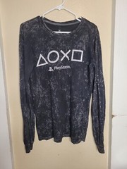 Playstation Long Sleeve Shirt Mens Large Heathered Gray Ripple junction Small