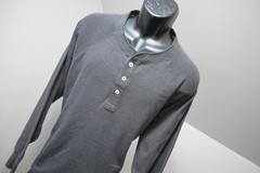 The Normal Brand Henley Sweat Shirt Gray Long Sleeve Stretch Mens Size 2XL XXL