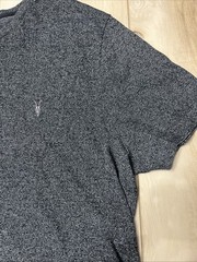 AllSaints Mens Tonic Crew Neck Ramskull T-Shirt Marled Black Size XL