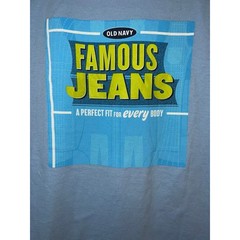 Y2K Old Navy Famous Jeans Shirt Perfect Fit Blue Jean Promo Tee 2000s L Large