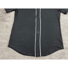 COOFANDY Baseball Jersey Mens Medium Black Short Sleeve Button Down Piping NEW