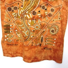 VTG 90s Churinga Australia Tie Dye Dreaming Animals Native L Indigenous Orange