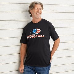 Mossy Oak Black T-Shirt Large USA Flag Theme