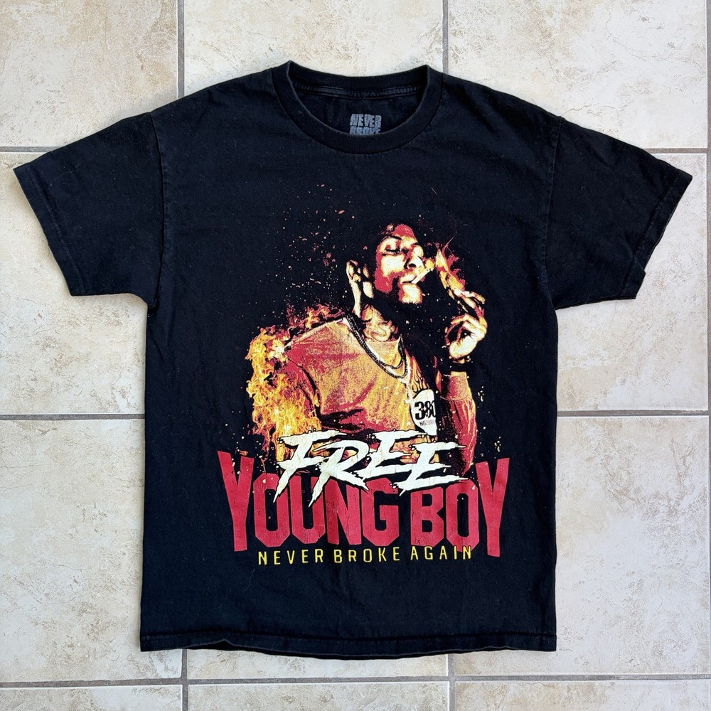 NBA Youngboy T Shirt Size Medium Black Graphic Short Sleeve Hip Hop Rap Tee