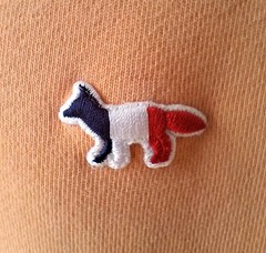 MAISON KITSUNE Tri-color Fox Patch Adult Large Sweatshirt Orange