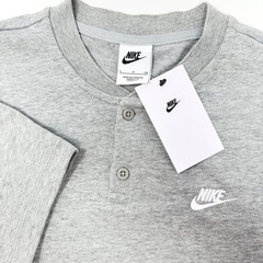 Nike Mens Small Henley Shirt Short Sleeve Grey Heather HQ5974-063 NEW