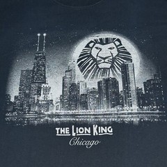 Vintage 2000s The Lion King Broadway Musical Chicago Skyline Black T-Shirt Sz XL