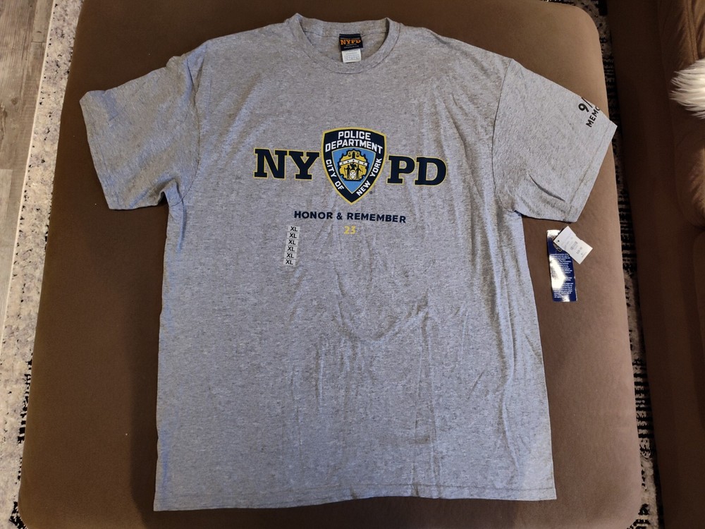 NYPD Mens Shirt Large Gray Honor Remember Cotton Officially License NOS NWT XL