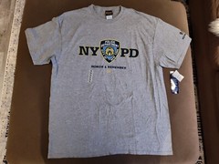 NYPD Mens Shirt Large Gray Honor Remember Cotton Officially License NOS NWT XL