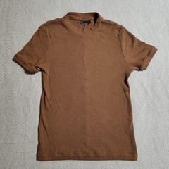 ASOS DESIGN Mens Brown Waffle Knit T-Shirt Short Sleeve 100% Cotton Large L