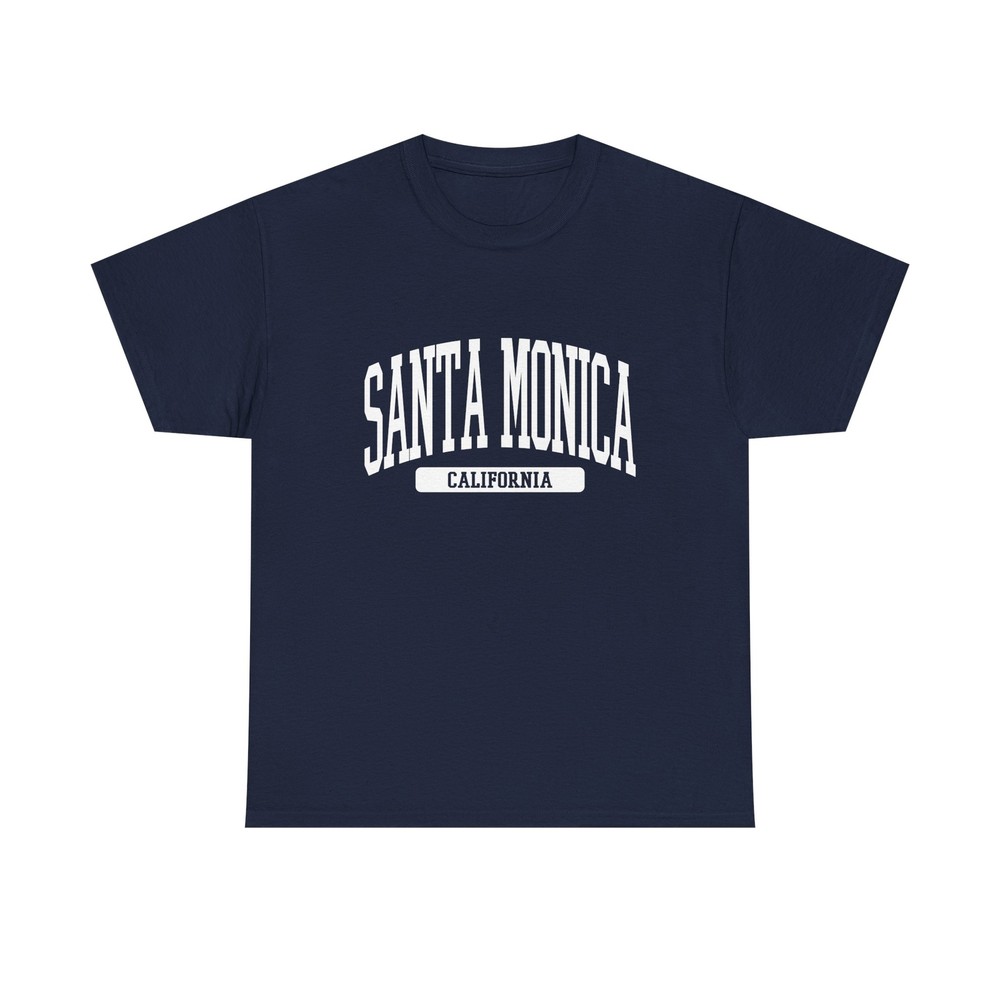 Santa Monica Beach California Souvenir Aesthetic, Vintage Navy Blue Tee