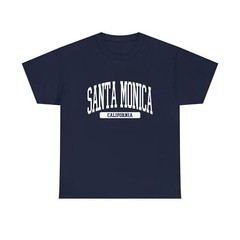 Santa Monica Beach California Souvenir Aesthetic, Vintage Navy Blue Tee
