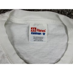 Hanes Blue Café Graphic T-Shirt Mens Large White Cotton Music Guitar Print USA