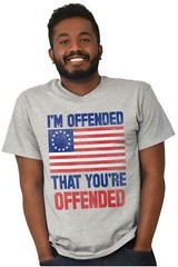 Offended Youre Offended Betsy Ross USA Flag Womens or Mens Crewneck T Shirt Tee