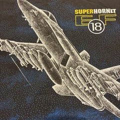 Vintage EF-18 Super Hornet Fighter Jet Wolf – T Shirt XXL Faded Boxy Double Side