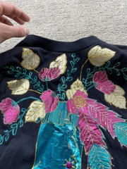 Vintage Custom Hanes Shirt Mens XL Black Western Boot Floral Glitter Graphic Tee