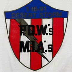 Screen Stars Shirt Mens L White Desert Storm POW MIA 1991 USA Patriotic Tee