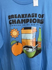 Old Navy Men’s Large Graphic Working On My Six Pack Blue Short Sleeve T- Shirt