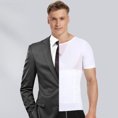 Men’ Slimming Body Shaper Compression Shapewear T-Shirt With Hook/Zipper Vest US