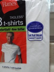 MED 2010 Hanes Classic Tagles 3 pack T-Shirt Comfort Lay Flat Collar Tagless NEW