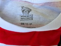 Where’s Waldo Binoculars Glasses Red Striped Costume T Shirt Mens S/M