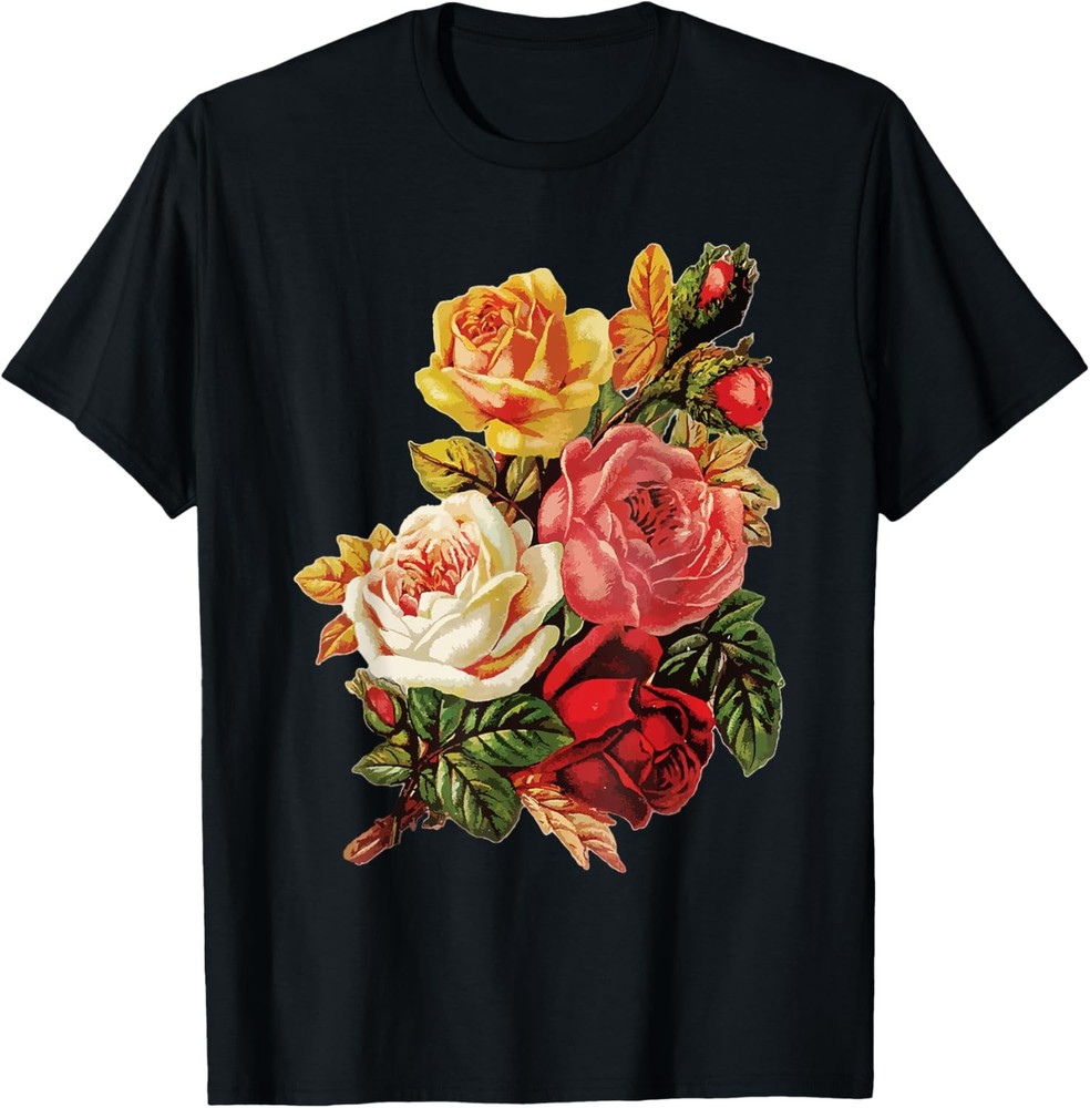 Graphic Vintage Roses Cute Floral Flowers Bouquet Novelty T-Shirt