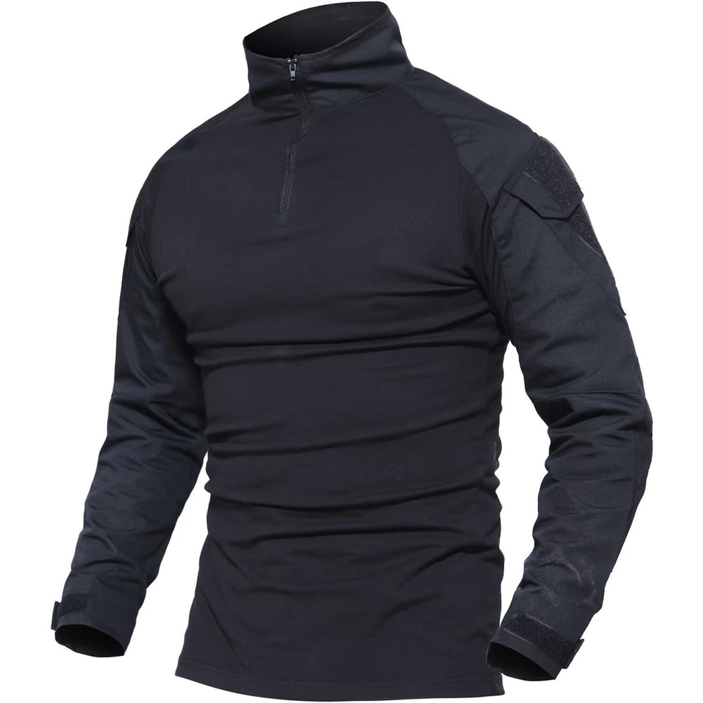 Men’s 1/4 Zip Shirts Long Sleeve Ripstop Top Outdoor Work Hiking Training Shirts