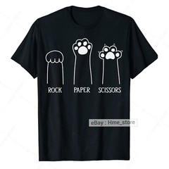 Funny Cat Lovers T-shirt Rock Paper Scissors Hand Game Cute Paw Kittens Fur Tee