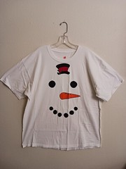 Hanes 48″ Chest Adult XL White T Shirt Christmas Snowman Cosplay Costume