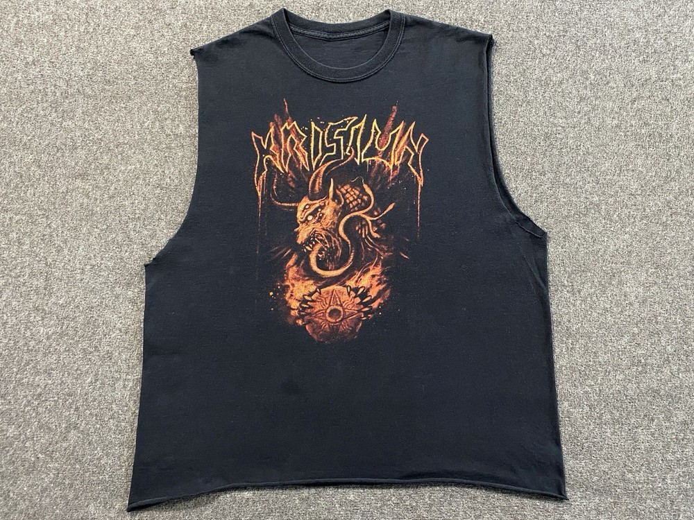 Krisiun 2019 Tour T-Shirt Size XL Cutoff Muscle Tee Cropped Waist Metal Band Tee