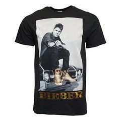 JUSTIN BIEBER GOLD FOIL MEN BLACK T SHIRT