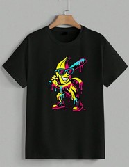 Funny Banana Baseball Drip T-Shirt Cool Graphic Pop Art Sports Tee Shirt Unisex