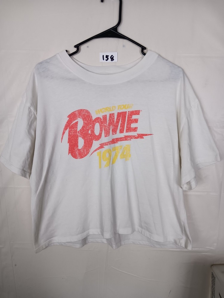 The Vinyl Icons David Bowie 1974 World Tour White Graphic Tee Shirt XL