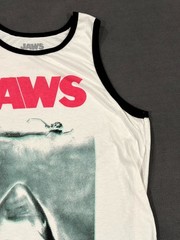 Jaws Tank Top Mens Large White Shark 1975 Swimmer Horror Adventure Film Graphic