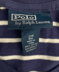 Polo Ralph Lauren Big Men’s 2XB Blue & White Stripe V Neck T Shirt