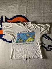 Vintage Australia T-Shirt S Tight Funny Australia Not Longer Down Has Flaws!!