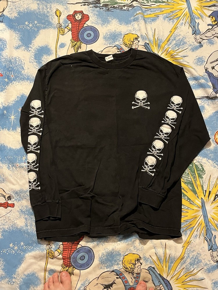 Vtg 90s Skull Crossbones Long Sleeve 1999 Good Sport Shirt Biker T-shirt XL