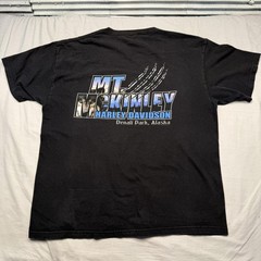Harley-Davidson Shirt Mens XL Black Mt McKinley Denali Park Alaska Wolf USA VTG