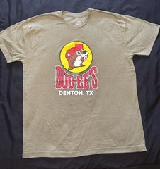 Buc-ee’s Men’s Brown Denton TX Buc-ee the Beaver Logo Crew Neck T-Shirt XL